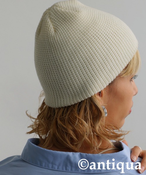 antiqua（アンティカ）の「コットンニットキャップ（ニットキャップ/ビーニー・レディース・アイボリー/ブラック/グレー/グリーン・FREE）」の2枚目の写真