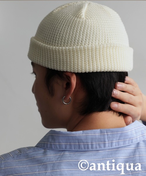 antiqua（アンティカ）の「コットンニットキャップ（ニットキャップ/ビーニー・レディース・アイボリー/ブラック/グレー/グリーン・FREE）」の6枚目の写真