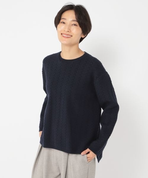ニット セーター 「ウタオ」ケーブル風ジャガードニット レディース studio CLIP ニット セーター 「ウタオ」ケーブル風ジャガード