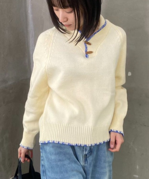 mebole(メボレ)の「フレンチレトロカラーセーター(ニット/セーター・レディース・ベージュ/グレー/ネイビー/アイボリー・FREE)」の1枚目の写真