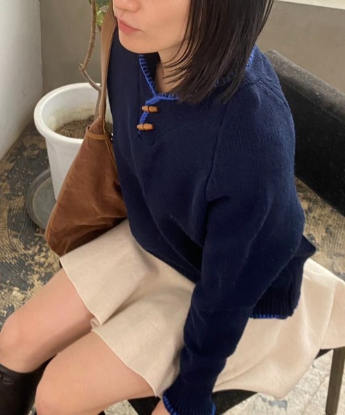 mebole(メボレ)の「フレンチレトロカラーセーター(ニット/セーター・レディース・ベージュ/グレー/ネイビー/アイボリー・FREE)」の2枚目の写真