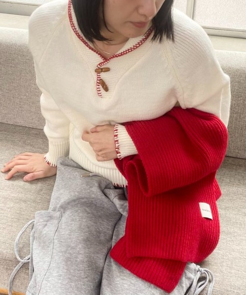 mebole(メボレ)の「フレンチレトロカラーセーター(ニット/セーター・レディース・ベージュ/グレー/ネイビー/アイボリー・FREE)」の18枚目の写真