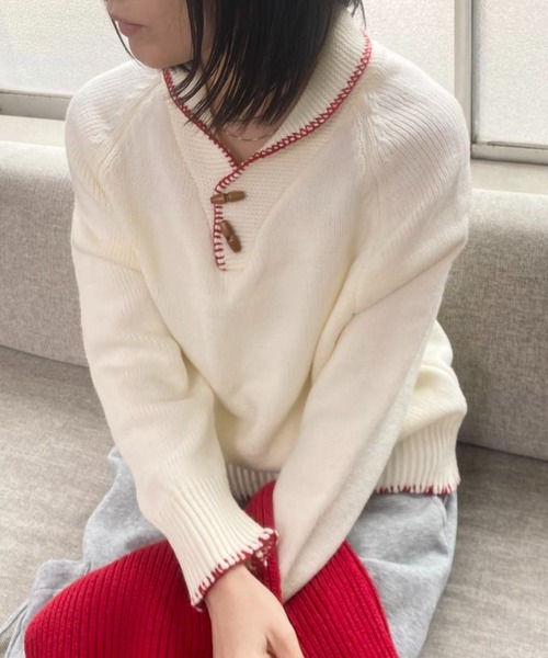mebole(メボレ)の「フレンチレトロカラーセーター(ニット/セーター・レディース・ベージュ/グレー/ネイビー/アイボリー・FREE)」の21枚目の写真