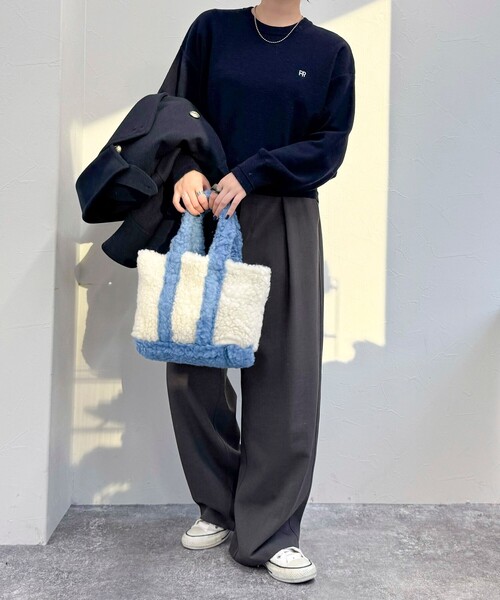 fredy emue（フレディエミュ）の「TWボア配色トートバッグ（トートバッグ・レディース・グレー系その他/ブルー系その他4・FREE）」の3枚目の写真