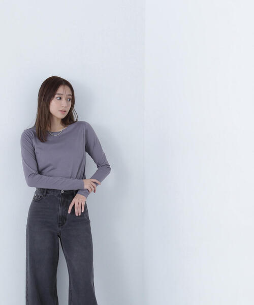 NATURAL BEAUTY BASIC(ナチュラルビューティーベーシック)の「◇【Oggi掲載】ボートネックシアーカットソー(Tシャツ/カットソー・レディース・ピンク/ブルー/オフホワイト/チャコールグレー・FREE)」の6枚目の写真