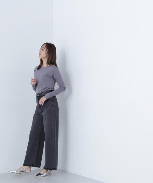 NATURAL BEAUTY BASIC(ナチュラルビューティーベーシック)の「◇【Oggi掲載】ボートネックシアーカットソー(Tシャツ/カットソー・レディース・ピンク/ブルー/オフホワイト/チャコールグレー・FREE)」の10枚目の写真