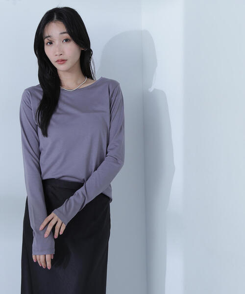 NATURAL BEAUTY BASIC(ナチュラルビューティーベーシック)の「◇【Oggi掲載】ボートネックシアーカットソー(Tシャツ/カットソー・レディース・ピンク/ブルー/オフホワイト/チャコールグレー・FREE)」の11枚目の写真