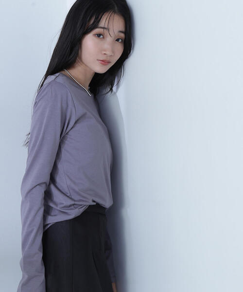 NATURAL BEAUTY BASIC(ナチュラルビューティーベーシック)の「◇【Oggi掲載】ボートネックシアーカットソー(Tシャツ/カットソー・レディース・ピンク/ブルー/オフホワイト/チャコールグレー・FREE)」の13枚目の写真