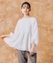 GLOBAL WORK | お手入れらくらくジャガードペプラムブラウス/133612(シャツ/ブラウス)