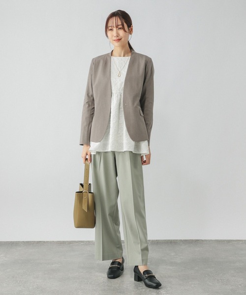GLOBAL WORK（グローバルワーク）の「お手入れらくらくジャガードペプラムブラウス/133612（シャツ/ブラウス・レディース・オフホワイト/ブラック/ライトグレー・MEDIUM/LARGE）」の15枚目の写真