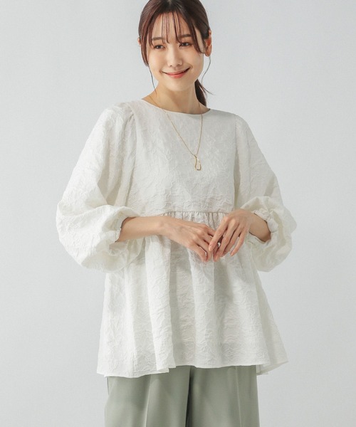 お手入れラクラクジャガードペプラムブラウス/133612（シャツ/ブラウス