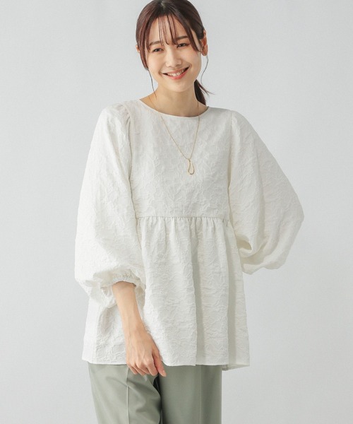 GLOBAL WORK（グローバルワーク）の「お手入れらくらくジャガードペプラムブラウス/133612（シャツ/ブラウス・レディース・オフホワイト/ブラック/ライトグレー・MEDIUM/LARGE）」の17枚目の写真