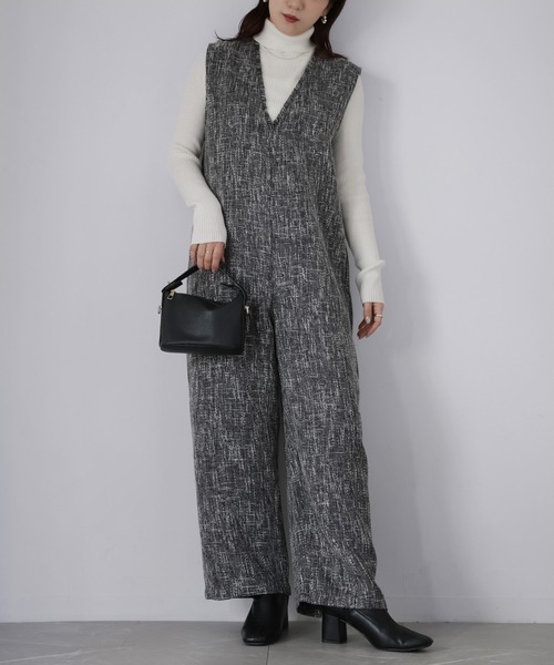 セール】深Vネックツイードサロペット（サロペット/オーバーオール