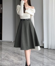 Pittok（ピットク）の「ひざ丈タックフレアスカート（スカート）」