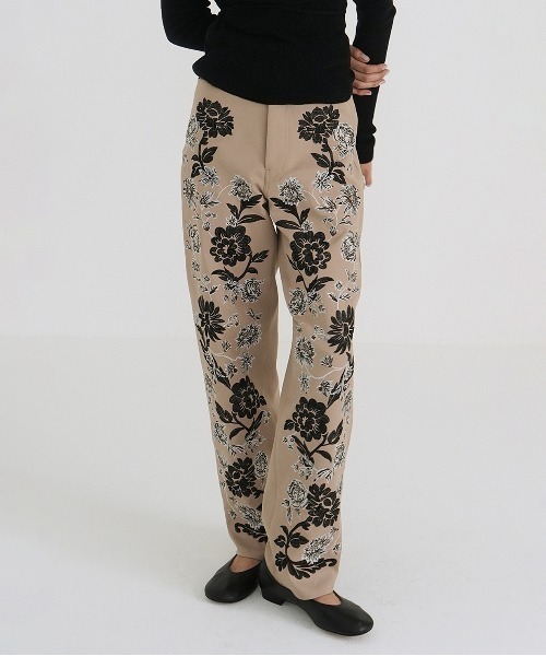 パンツ CLANE FLOWER EMBROIDERY PANTS セール】【CLANE/クラネ】FLOWER EMBROIDERY PANTS/フラワーエン