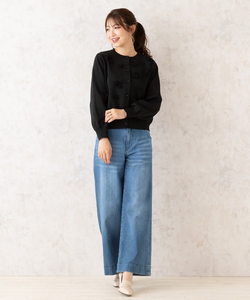 セール】チュールフラワーニットカーディガン（ニット/セーター