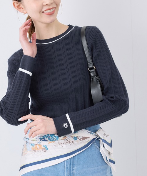 ROPE' PICNIC(ロペピクニック)の「シルク混ワンポイントニットプルオーバー(ニット/セーター・レディース・ネイビー/ピンク/ライトグレー/オフホワイト・38)」の22枚目の写真