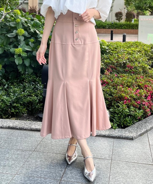 AND COUTURE(アンドクチュール)の「ハイウエストコルセットステッチスカート(スカート・レディース・ブラック/ベージュ/オレンジ・MEDIUM/SMALL)」の1枚目の写真