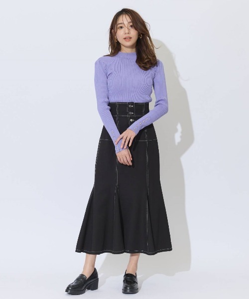 AND COUTURE(アンドクチュール)の「ハイウエストコルセットステッチスカート(スカート・レディース・ブラック/ベージュ/オレンジ・MEDIUM/SMALL)」の12枚目の写真