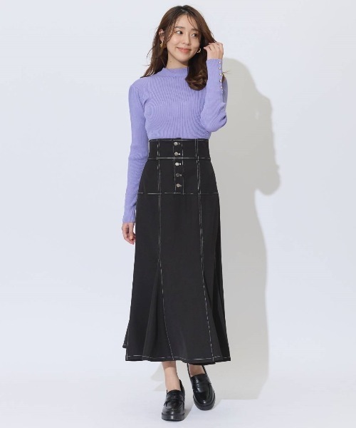 AND COUTURE(アンドクチュール)の「ハイウエストコルセットステッチスカート(スカート・レディース・ブラック/ベージュ/オレンジ・MEDIUM/SMALL)」の13枚目の写真