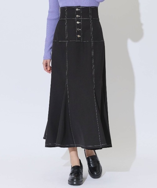 AND COUTURE(アンドクチュール)の「ハイウエストコルセットステッチスカート(スカート・レディース・ブラック/ベージュ/オレンジ・MEDIUM/SMALL)」の14枚目の写真