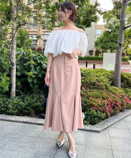 AND COUTURE(アンドクチュール)の「ハイウエストコルセットステッチスカート(スカート・レディース・ブラック/ベージュ/オレンジ・MEDIUM/SMALL)」の17枚目の写真