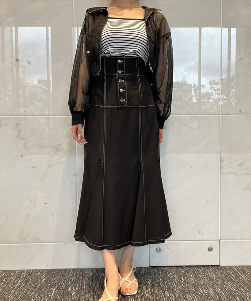 AND COUTURE(アンドクチュール)の「ハイウエストコルセットステッチスカート(スカート・レディース・ブラック/ベージュ/オレンジ・MEDIUM/SMALL)」の22枚目の写真