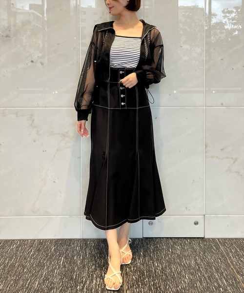 AND COUTURE(アンドクチュール)の「ハイウエストコルセットステッチスカート(スカート・レディース・ブラック/ベージュ/オレンジ・MEDIUM/SMALL)」の21枚目の写真