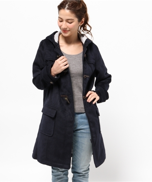 one after another NICE CLAUP（ワンアフターアナザーナイスクラップ）の「【ar12月号掲載 ナイスクラップ】ロングダッフルコート（ダッフルコート・レディース・チャコールグレー/ネイビー/グレー/アイボリー・FREE）」の4枚目の写真