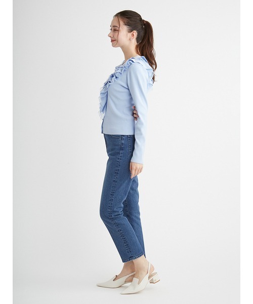 CELFORD（セルフォード）の「ラッフルフリルリブニットカーディガン（カーディガン/ボレロ・レディース・ホワイト/サックスブルー/ネイビー・FREE）」の12枚目の写真