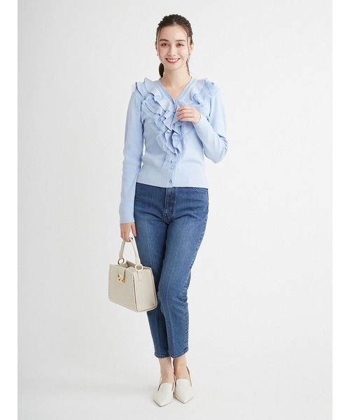 CELFORD（セルフォード）の「ラッフルフリルリブニットカーディガン（カーディガン/ボレロ・レディース・ホワイト/サックスブルー/ネイビー・FREE）」の13枚目の写真