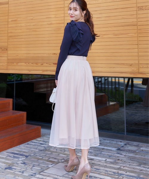 CELFORD（セルフォード）の「ラッフルフリルリブニットカーディガン（カーディガン/ボレロ・レディース・ホワイト/サックスブルー/ネイビー・FREE）」の20枚目の写真