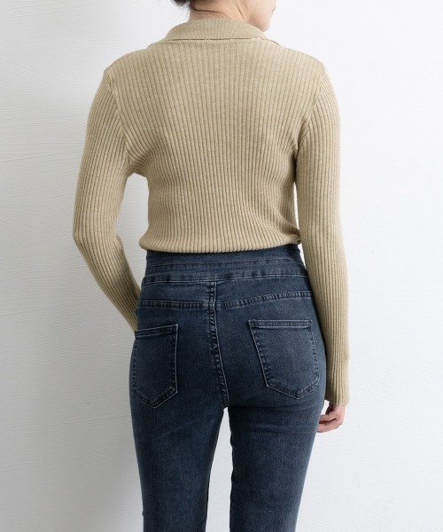 Miniministore（ミニミニストア）の「ポロニットトップスきれいめニットセーター（ニット/セーター・レディース・カーキ/ブラック/アイボリー/ベージュ/レンガ/ブラウン・FREE）」の10枚目の写真