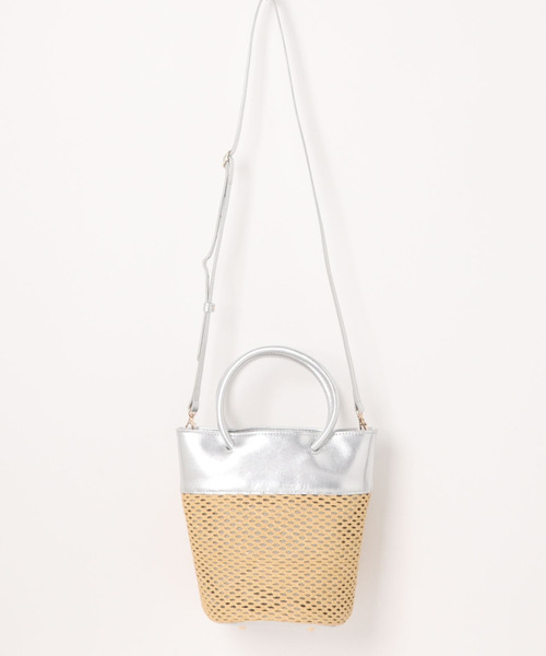 ペルケ perche / エステルメッシュ・牛革丸手2wayバケツバッグ（トート