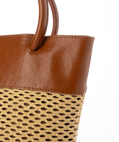 ペルケ perche / エステルメッシュ・牛革丸手2wayバケツバッグ（トート