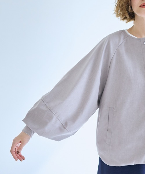 SMILE LAND（スマイルランド）の「＜大きいサイズ＞ワイドスリーブノーカラージャケット【OtonaSMILE】（ノーカラージャケット・レディース・ブラック/ライトグレー・L/LL/3L/4L/5L）」の19枚目の写真