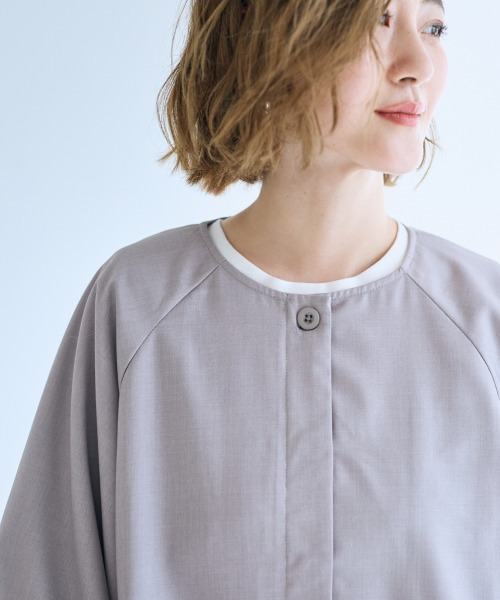 SMILE LAND（スマイルランド）の「＜大きいサイズ＞ワイドスリーブノーカラージャケット【OtonaSMILE】（ノーカラージャケット・レディース・ブラック/ライトグレー・L/LL/3L/4L/5L）」の21枚目の写真