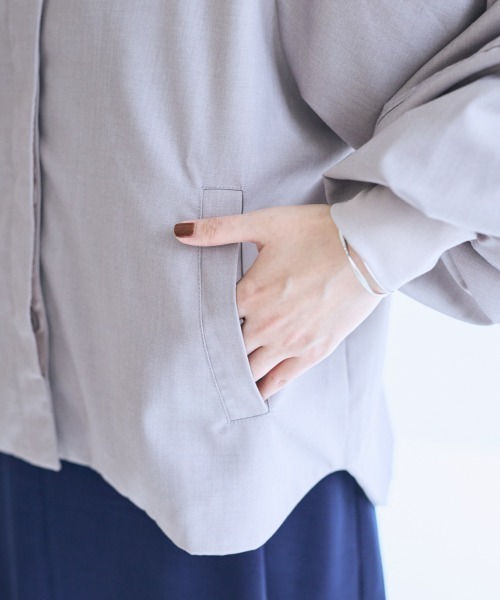 SMILE LAND（スマイルランド）の「＜大きいサイズ＞ワイドスリーブノーカラージャケット【OtonaSMILE】（ノーカラージャケット・レディース・ブラック/ライトグレー・L/LL/3L/4L/5L）」の22枚目の写真