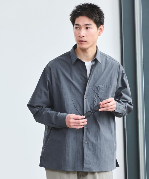 green label relaxing（グリーンレーベルリラクシング）の「WONDER CLOTH ボックス シルエット 長袖 シャツ -ストレッチ・接触冷感・吸水速乾-（シャツ/ブラウス・メンズ・ブラック/ネイビー/ダークグレー・XL/L/M/S）」の6枚目の写真