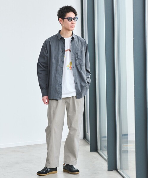 green label relaxing（グリーンレーベルリラクシング）の「WONDER CLOTH ボックス シルエット 長袖 シャツ -ストレッチ・接触冷感・吸水速乾-（シャツ/ブラウス・メンズ・ブラック/ネイビー/ダークグレー・XL/L/M/S）」の7枚目の写真