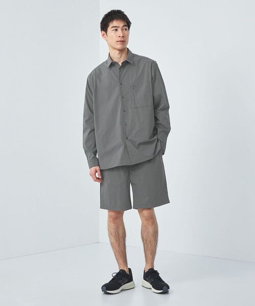 green label relaxing（グリーンレーベルリラクシング）の「WONDER CLOTH ボックス シルエット 長袖 シャツ -ストレッチ・接触冷感・吸水速乾-（シャツ/ブラウス・メンズ・ブラック/ネイビー/ダークグレー・XL/L/M/S）」の12枚目の写真