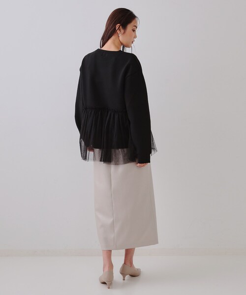 OPAQUE.CLIP（オペークドットクリップ）の「◆チュールドッキングペプラムトップス【洗濯機洗い可】（Tシャツ/カットソー・レディース・ナチュラル/ブラック/ライトブルー・00）」の6枚目の写真