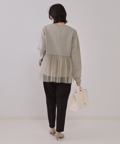 OPAQUE.CLIP（オペークドットクリップ）の「◆チュールドッキングペプラムトップス【洗濯機洗い可】（Tシャツ/カットソー・レディース・ナチュラル/ブラック/ライトブルー・00）」の10枚目の写真