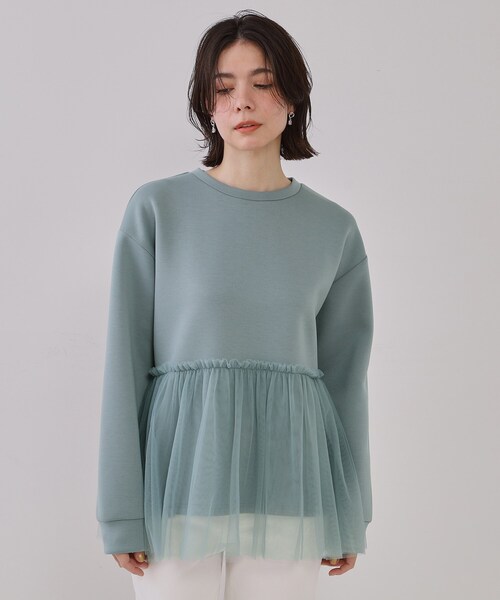 OPAQUE.CLIP（オペークドットクリップ）の「◆チュールドッキングペプラムトップス【洗濯機洗い可】（Tシャツ/カットソー・レディース・ナチュラル/ブラック/ライトブルー・00）」の16枚目の写真
