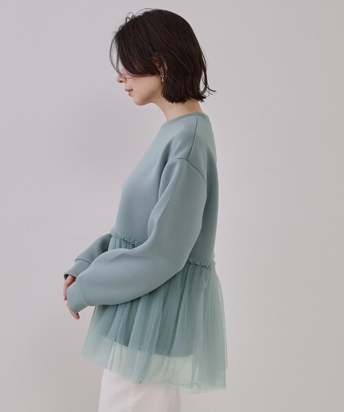 OPAQUE.CLIP（オペークドットクリップ）の「◆チュールドッキングペプラムトップス【洗濯機洗い可】（Tシャツ/カットソー・レディース・ナチュラル/ブラック/ライトブルー・00）」の17枚目の写真