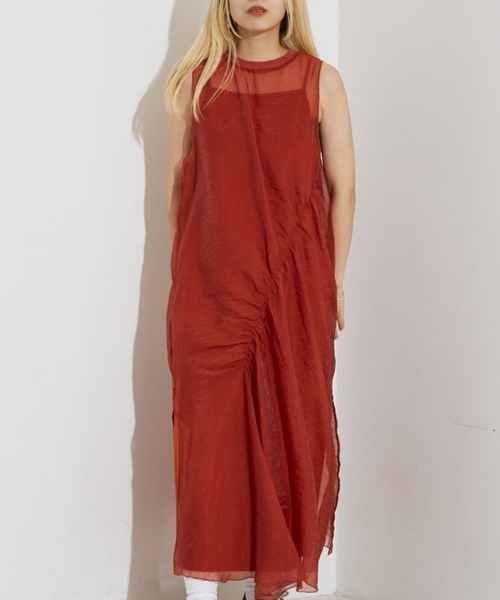 NOMINE（ノミネ）の「マルチWAY シアーシャーリング ワンピース(キャミワンピセット）（ワンピース・レディース・チャコールグレー/ブラック/レッド系その他/グレイッシュベージュ・フリー）」の4枚目の写真