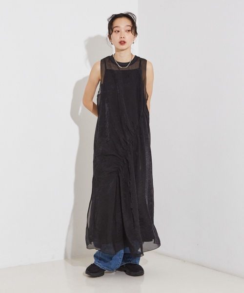 梅雨入りSALE☆アパルトモンlLISIERE シャーリングワンピース　新品 セール】マルチWAY シアーシャーリング ワンピース(キャミワンピ