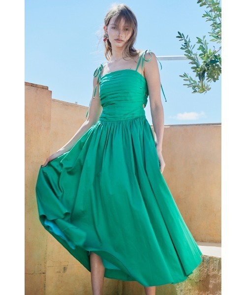 Estella.K エステラケー ワンピース コットンサテンベアタックドレス セール】Taormina Dress コットンサテンベアタックドレス（ワンピース