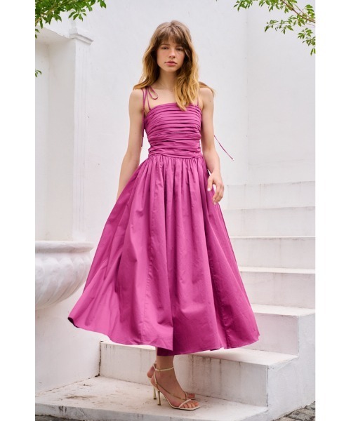 Taormina Dress コットンサテンベアタックドレス（ワンピース