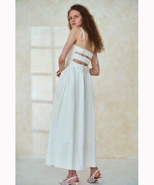 Estella.K(エステラケー)の「Taormina Dress コットンサテンベアタックドレス(ワンピース・レディース・ネイビー系/ライラック/プラム/グリーン系/ホワイト・FREE)」の12枚目の写真